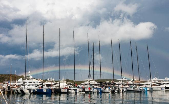 After the rain cleared, the rainbow appeared – 52 Super Series Sailing Week ©  Nico Martinez / Martinez Studio